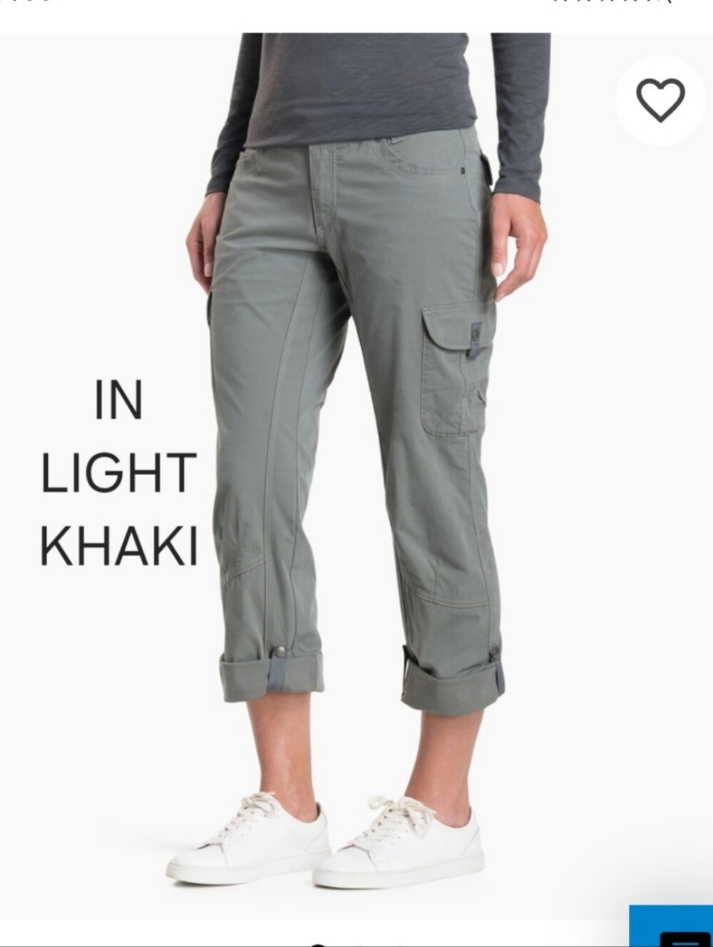 KUHL Light KHAKI 'Splash Roll Up Pant' Hiking Cargo Casual Pants Capris NWOT 6